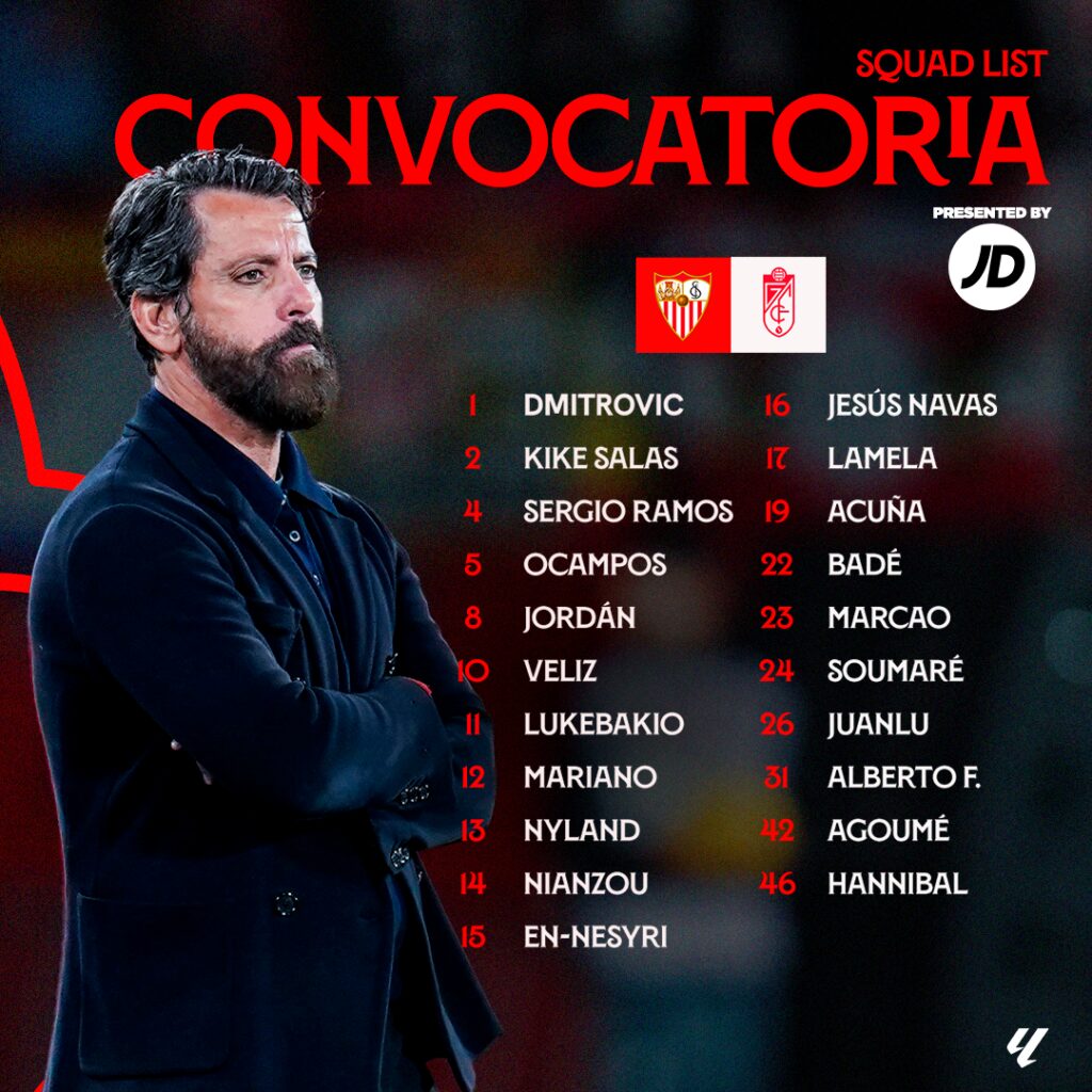 Convocatoria para el Sevilla FC-Granada CF